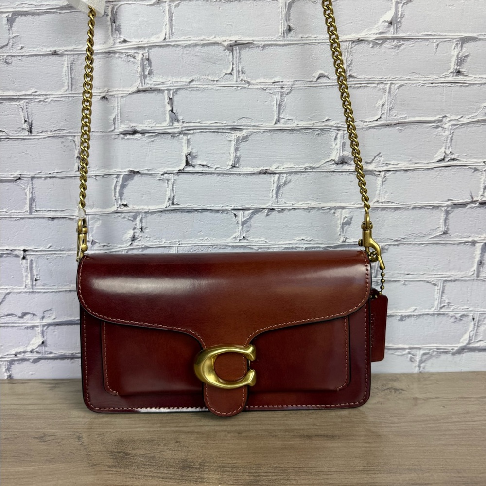 Coach Tabby Chain Clutch dark red not maple CW554 NWT